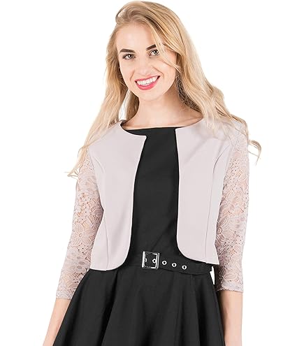 Cardigan Court Femme,Bolero Femme Boléro Shrug Cardigan Court Manches 3/4 Crochet Dentelle Chemisier Veste Cravate Avant Cardigan Ouvert Devant Boho Festival Veste Élégant Plage Cover-Ups Pour Robe