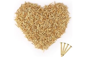 DSDAEDK Goldene Nägel Rundkopf, 1500 Stück Kleine Goldene Nägel, 1x10mm Messingbeschichtete Nägel Runde Kopf-kleine Hölzerne Nägel für DIY-Basteleien, Möbelbefestigung (Goldene)