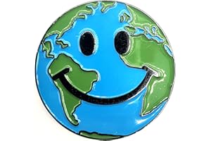 SNS COMPONENTS Badge à épingle en métal émaillé Motif visage de terre Vert, Métal