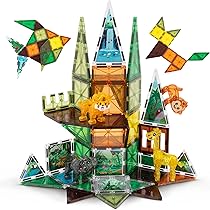 BuzzoXerex Cubi Magnetici per Bambini, 2.5CM Costruzioni Magnetiche 80 Pezzi Magnetic Tiles con Escavatori, Gru Magnetic Building Blocks per 4 5 6 7 8 9 Anni, Regali di Natale, Regalo di Compleanno