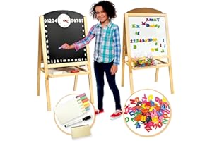 Leomark Table en bois avec Magnetic Letters Tableau à Double Face pour Enfants pour Enfant Dès 3 Ans