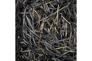 TXXATX 270g Geschreddertes Papier Füllmaterial Geschenk Schwarz Hamper Shred Raffia Verpackungsmaterial Füllmaterial Geschenk Füllung für Pakete Geschenkbox Präsentkorb DIY Dekorations