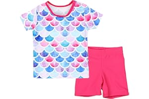 Aquarti Baby Mädchen Zweiteiler Kinder Badeanzug Bade-Set Bade T-Shirt Badehose UV-Schutz