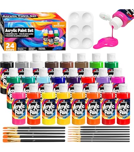 Acrylic Paint Set 24 Color 12ml Non Toxic Non Fadi... – Grandado - View #8