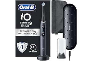 Oral-B iO 9 Spazzolino Elettrico Nero Edizione Speciale, 7 Modalità Bianchezza, Cura Gengive, 16 Zone Pulizia, 2 Spazzole Ricambio
