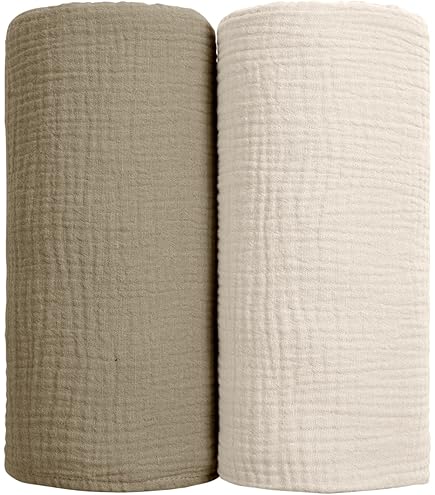 Lulu Moon Mousseline Baby Deken - Katoenen Quilt Dekens voor Peuters - Omkeerbare Kinderwieg Deken voor Baby Jongens en Meisjes 47x47 (Salie