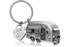 LANOLU Breloczek do kluczy do przyczepy kempingowej, prezent na kemping i do kampera, akcesoria z metalu