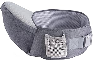 ebrainit Hipseat Babytragesitz verstellbare Lordosenstütze mit Seitentaschen für 4 Monate bis 17 kg mit atmungsaktiver und schweißhemmender 3D-Mesh-Oberfläche