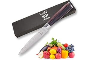 KOI ARTISAN Kitchen Utility Knife - 5 Inch Razor Sharp Blade – Professional Chef Knifes - High Carbon Stainless Steel Japanese Knives – Stain and Corrosion Resistant