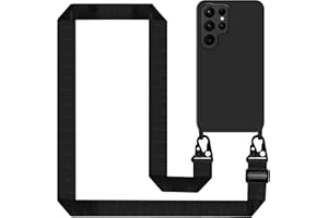 Tawarror Etui ze smyczą do Samsung Galaxy S24 Ultra 5G, Płynny silikonowy futerał, etui z regulowanym paskiem na szyję z łańcuszkiem na szyję, czarny