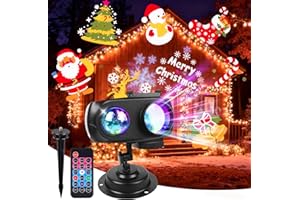 ‎BRIGHTARK BrightArk Christmas Weihnachten Projektor Outdoor, 2 in 1 Doppelmodus Dynamische Weihnachtsdeko Aussen, 12 Folien 10 Ozeanwellen Effekt, IP44 Wasserdichte Weihnachts projektor mit Fernbedienung Timer
