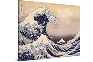PICANOVA – Katsushika Hokusai – La Grande Vague de Kanagawa 100x75cm – Photo sur Toile – Impression sur Toile Haut de Gamme – Image sur Toile pour Décoration Murale Moderne – Art Classique