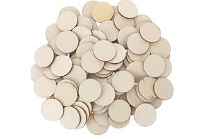 Giantree 100 Pcs Unfinished Wood Circle Disc, 1 Inch Round Blank Wooden Cutout Ornaments for Painting Writing Carving Letter Decoration DIY Craft Art Supplies