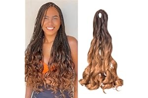 BSMLSPHW French Curl Braiding Hair 24 cale 8 opakowań wstępnie rozciągniętych falowanych kręconych włosów z kręconymi włosami do szydełkowania(T4/30)
