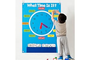 WATINC Montessori Spielzeug Filz Clock Story Board Set für Kinder Pädagogische Hängende Clock Spielzeug Wiederverwendbare Early Learning Play Kit Storytelling Board Set für Geburtstagsgeschenk