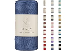 S SENSY Sensy Premium 2-mm 220-metre Polyester Rope, 100% Polypropylene Cord, Macrame Cord, 2-mm Crochet Bag Cord, Macrame Rope, Crochet Yarn Gift for Knitwear (Denim)