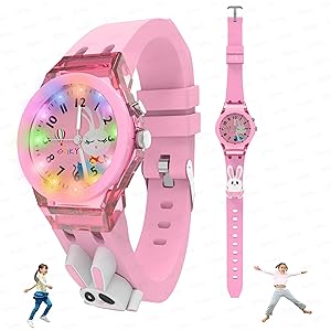 SPIKY Analog Watch for Kids | 3D Cartoon | 7 Multicolor LED Luminous Lights with Silicone Strap | Unisex Best Birthday Gift | Analogue Wrist Watches for Boys & Girls | Age 3-10 yrs