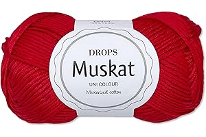 Frida's Wollhaus Drops 50 g de hilo de lana para tejer nuez moscada de algodón mercerizado, 45 colores (12 | rojo)