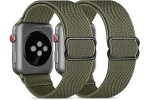 CACOE Kompatybilny z Apple Watch pasek 38 mm, 40 mm, 42 mm, 44 mm, 2 sztuki, elastyczny pasek do serii nylonowej, miękki, lekki, oddychający, wodoszczelny, do serii 6/SE/5/4/3/2/1, zielony, cod. 03CPGIW+AGSNA2