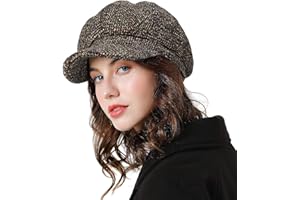 Superora Berretto Donna Invernale Cotone Cappello Beanie Inverno Cotone Motivo a Lattice con Visiera