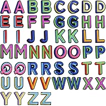 26 Lettres Thermocollantes A-Z - Patchs Brodés à Repasser Sur Tissu Pour Personnaliser Vêtements, Chapeaux, Sacs (multicolore)
