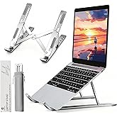 Aitodos® Laptop Stand, Aluminum Alloy, Anti-Slip, Folding, Portable, Ventilation and Cooling, 6-Position Adjustment - Used fo