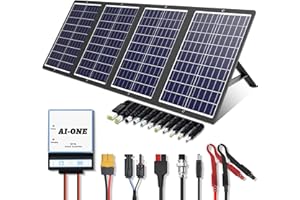 POWOXI 120W Portable Solar Panel Kit with Stand Foldable Solar Panel Charger for Jackery Power Station, 8mm Goal Zero Yeti Power Station, Suaoki Portable Generator, Phones, Laptop, with QC 3.0 USB DC Ports