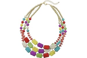 Bocar Personalized Big Statement Turquoise Chunky Necklace for Women Gifts