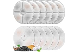 12 Pezzi Filtri Fontanella per Gatti, Feriva Filtro di Ricambio per 3L Fontana, Tripla Filtrazione Filtri per Fontane per Animali Domestici, Filtri per Dispenser d'acqua per Gatti(Calibro 14cm)