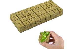 KLAIMBMO 36 pezzi lana di roccia per piante, rockwool, rockwool grow,Tappi per Piante in Lana di Roccia, Cubi di lana di roccia per coltivazione, Rockwools Cubes, Cubi di Coltivazione Soilless (3 x 3 x 4cm)
