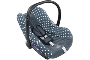 BAMBINIWELT BY RAFAEL K. BAMBINIWELT Sommerbezug, Schonbezug, Bezug aus FROTTEE kompatibel mit Maxi Cosi CABRIOFIX STERNE (grau türkise Sterne) XX