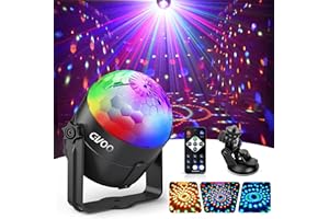 Gvoo Lampe de Scène, 360° Rotative Boule Disco Jeux de Lumière 5W Ampoules LED 7 RGB à Commande Sonore Mini Projecteur Boule à Facette Eclairage pour Fête Soirée DJ Disco Bar Club Noël