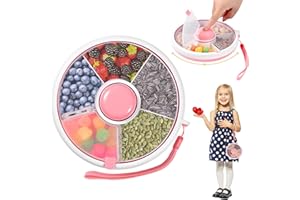 VEFACION Snack Spinner Kinder Snackbox mit Fächern Rund Reusable Snack Organizer Snacks Melone Süßigkeiten Obst Organizer