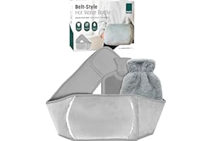 KEPLIN Hot Water Bottle Belt with Plush Waist Cover - 2L Premium Natural Rubber Hot Water Bag for Cramps & Muscle Relaxation - Safe, Durable, Long-Lasting Heat Therapy - Grey