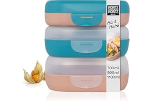 Moritz & Moritz 3x fiambrera infantil con separador - Fiambrera escolar Mix & Match - lonchera infantil de colores - Bento Box niños