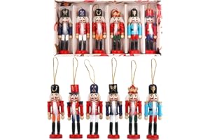 COMBIUBIU Lot De 6 Figurines Casse-Noisettes en Bois-Casse-Noisette Noel - Casse-Noisette Traditionnel - DéCoration en Bois De Pin pour La Maison-DéCoration De NoëL