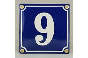 AGS Plaque de numéro de maison émaillée (1-49) bleu-blanc/noir-blanc