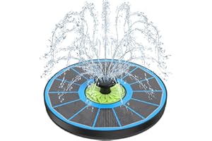 SZMP Fontaine Solaire Extérieur, 3.5W Flottante Pompe Bassin Solaire, 2024 Fontaine Solaire Verre avec 7 Buses & 4 Tiges fixes pour Bain d'oiseaux Aquarium Jardin Fontaine (Bleu)