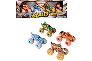 MONSTER JAM - Pack POWER BEASTS: 4 Monster Truck Metálicos a Escala 1:64 - 6053860 - Coches para Niños - Juguetes Niños 3 años +