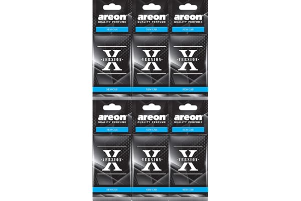 AREON X Désodorisant Voiture Neuve Odeur Neuf Senteur Rétroviseur Pendu Noir 2D (New Car Lot de 6)