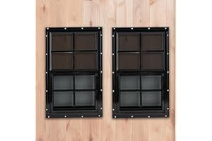 Shineforu 18" x 36" Black Shed Windows 2 Pack,Small Windows with Tempered Glass - Flush Mount | Ultimate Choice for Chicken Coop, Greenhouse, Garage, Playhouse