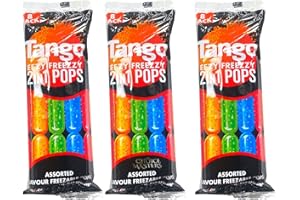 SYNC'T 24 X Tango Eezy Freezzy 2-in-1 Ice Pops Frozen Lollies Drumsticks - 3 Bags of 8 Ice Poles Each x 75ml - Gluten Free, Suitable for Kosher & Vegetarians - 24 total