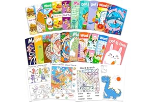 Elfew 20 Pack Small Activity Books for Kids Ages 4-12 Year Old, Kids Party Bag Fillers, Carnival Prizes, Word Search, Find the Difference, Maze and Search Hidden Object, Goodie Bag Gift Stuffer