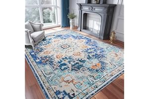 chakme Dornier Collection, tappeto boho lavabile, per camera da letto, soggiorno, antiscivolo, stile vintage, a pelo corto, per soggiorno, cucina, rettangolare, facile da pulire, dimensioni: 183 x 274