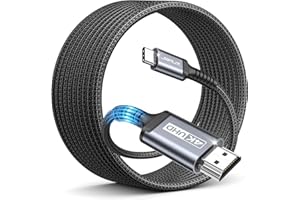 JSAUX Cavo USB C a HDMI 4K 4 Metri, Adattatore USB C HDMI (Custodia in nylon e alluminio) Cavo Tipo C HDMI [Compatibile con Thunderbolt 3] per MacBook Pro/Air, iPad Pro/Air, iMac, Galaxy S23/S9-Grigio