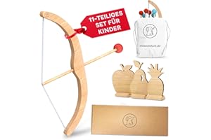 ‎ELI Eli® Pfeil und Bogen Kinder mit 6 Pfeilen aus Filz - 3 Zielscheiben inkl. Baumwollrucksack - Bogenschießen Kinder für Indoor und Outdoor - Spielzeug ab 3 Jahre - Holzspielzeug