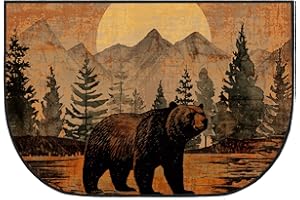 Demissle Fireplace Hearth Rug Fireplace Mats Cabin Southwestern Fireproof Fire Resistant Rug for Wood Stove Floor for Kitchen Indoor Outdoor(Bear,27 x 48 Inch)
