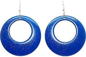 Bluebubble DISCO FEVER 56mm Large Round Glitter Hoop Earrings in Gift Bag - 32 Colours Available