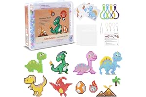 BuYupop 6000 Bügelperlen Set, Bügelperlen Dinosaurier Set 5 mm, Steckperlen mit Bügelperlen Platten, Bügelperlen Vorlagen, Bügelpapier, Bügelperlen Set für Kinder Weihnachten Geschenk