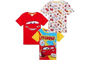 Disney 3-pack bilar t-shirts för pojkar, Lightning McQueen Dress Up topp, korta sommar-t-shirts